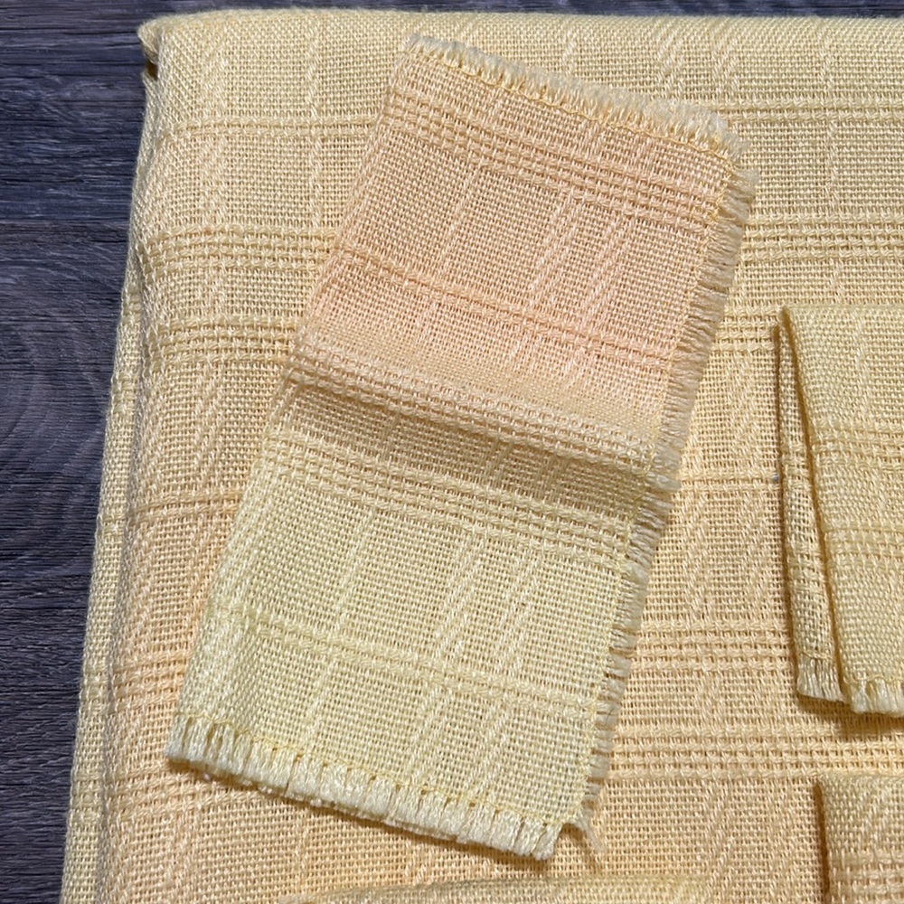 Boho Yellow Tablecloth Matching 14 Napkins Fringed Cotton Dining Decor Retro - Picture 9 of 9